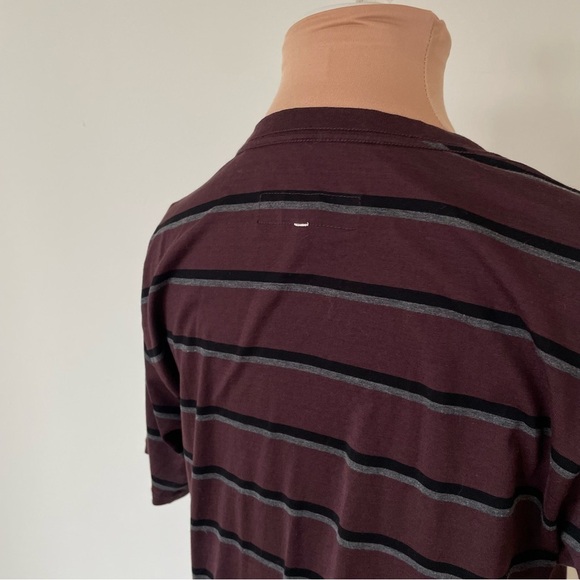 Rag & Bone Maroon Cotton Striped Short Sleeve Crewneck Tee T-Shirt EUC Size S - Picture 5 of 11